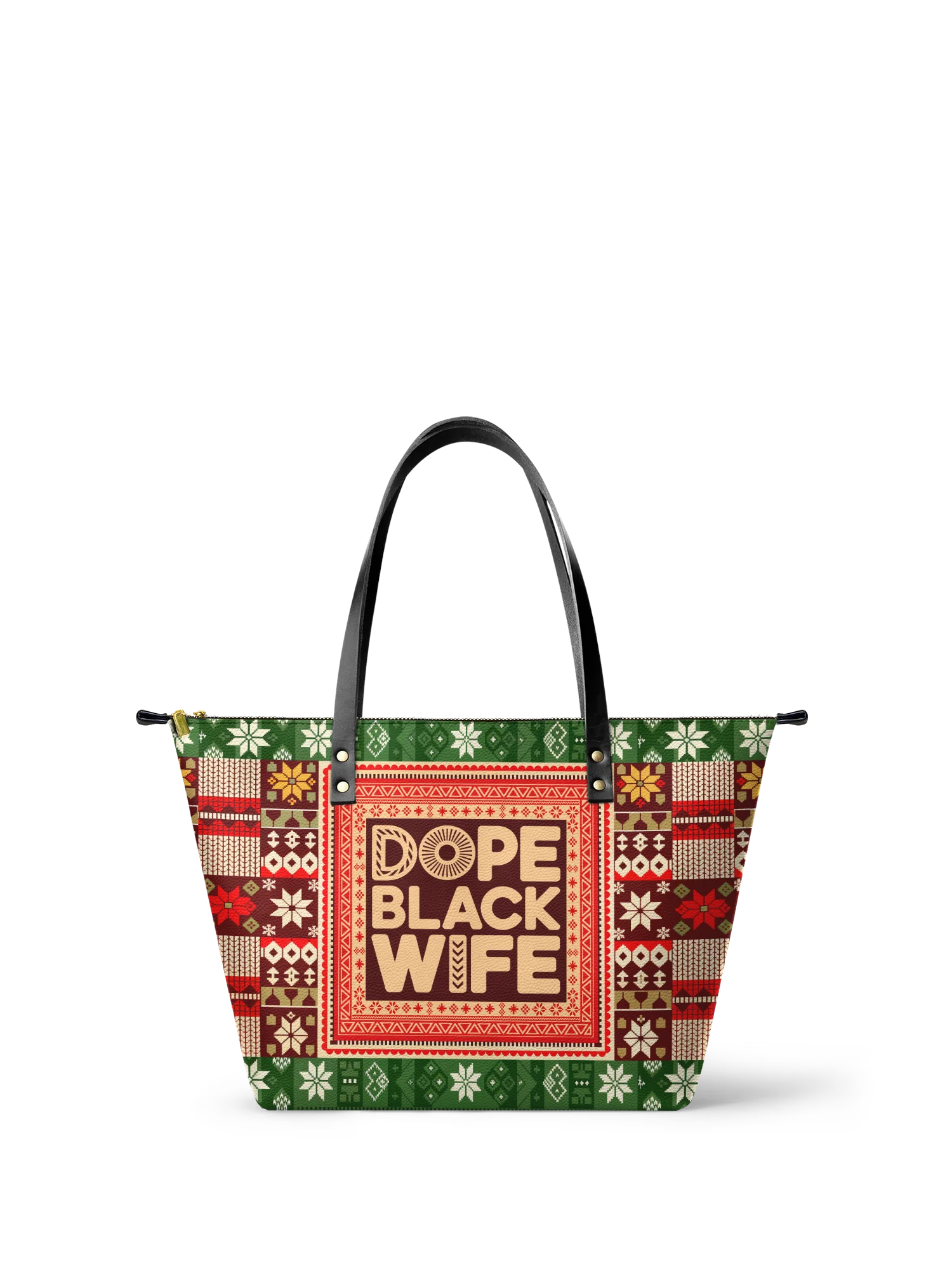 Melyla  "Dope Black Wife" Frosted Pine Leather Tote Bag